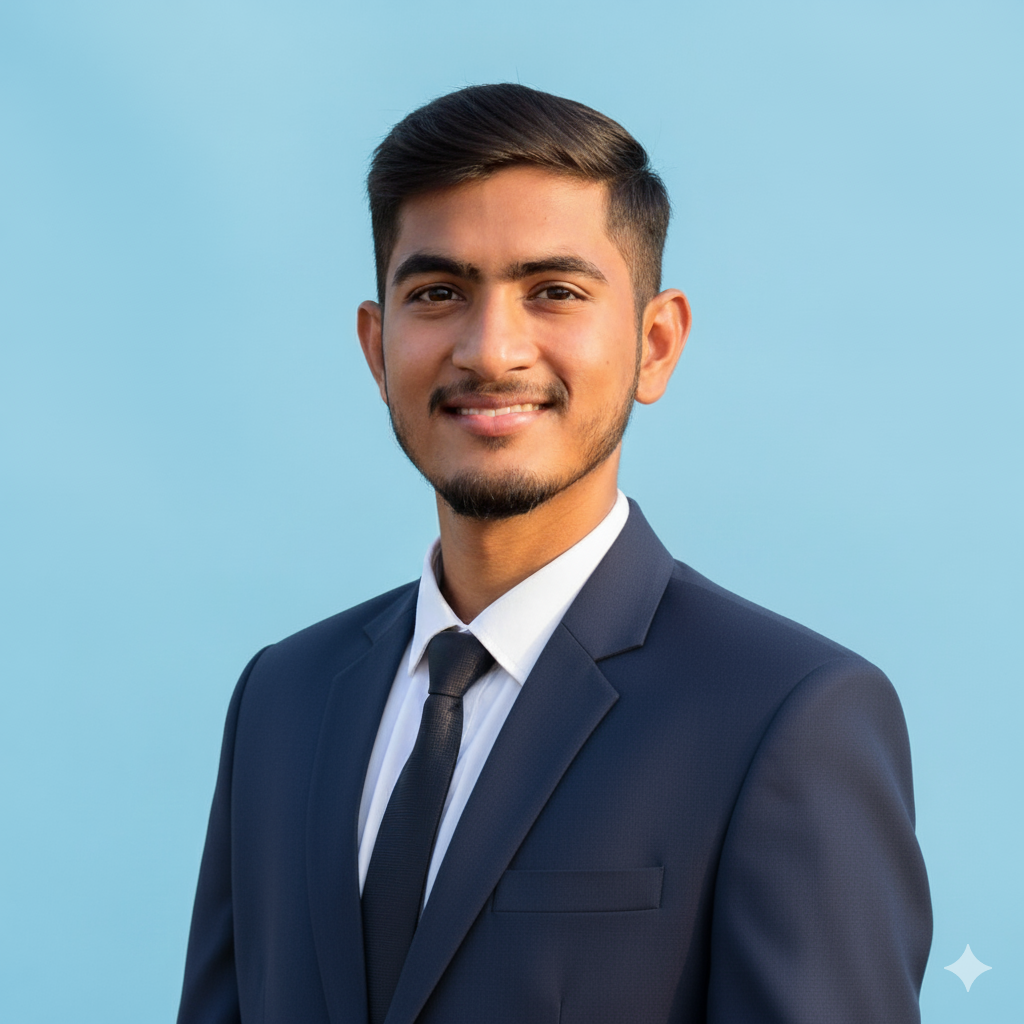 Sarthak Andhare, a Full Stack Developer, professional headshot photograph with confident and approachable expression