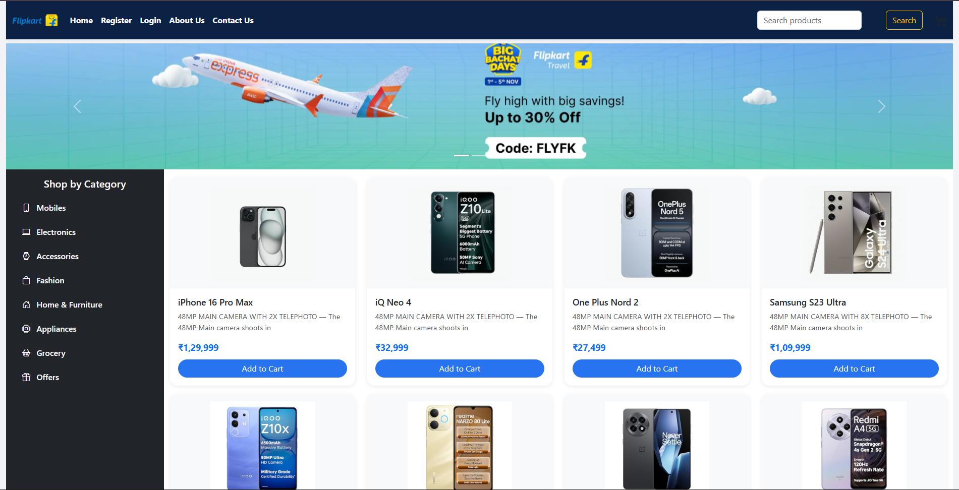 Flipkart Clone Website